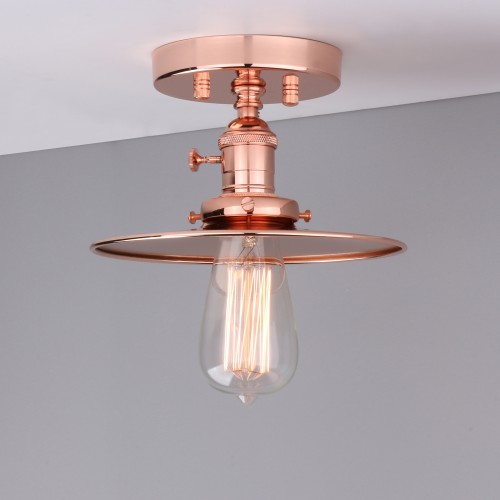 Retro Industrial Iron Sconce Wall Lamp Loft Bar Semi-Flush Mount Light